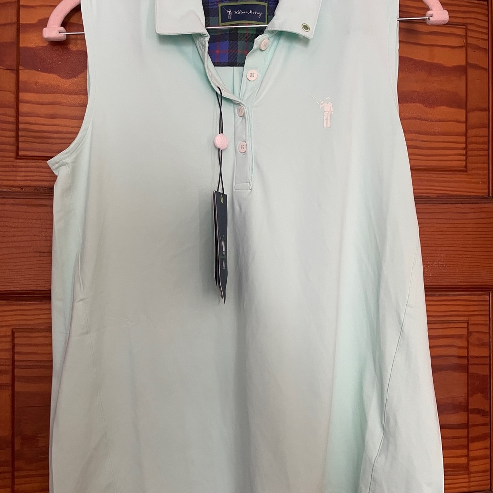 William Murray Light Blue Sleeveless Polo Shirt